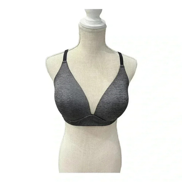Adore Me Helynn Plunge Dark Gray Racerback Bra Wireless Womens size 38D - Picture 1 of 10